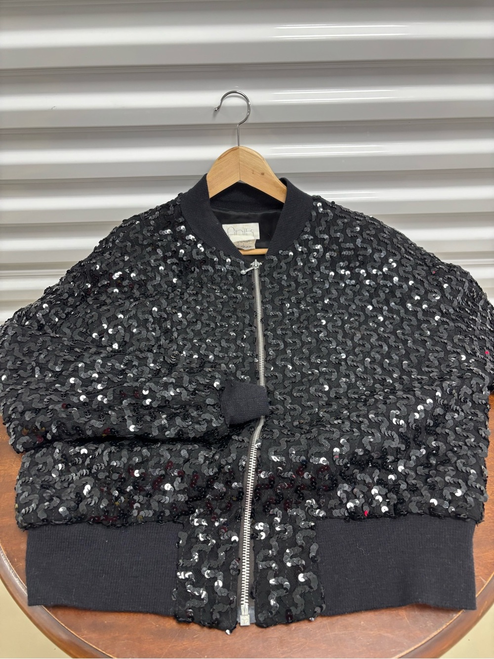 Black Sequin Bomber Jacket